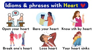 Common Idioms amp Phrases With Heart in English  idioms and phrases with examples English vocabulary [upl. by Tudela]