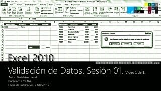 Curso Excel 2010 Validación de Datos Sesión 01 Vídeo 1 de 1 David Asurmendi [upl. by Thais]