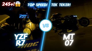 YZF R7 VS MT 07  TOP SPEED  TEK TEKER  RimeMotovlog [upl. by Akeryt]