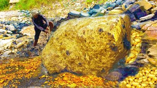 Digging for Treasure worth millions from Huge Nuggets of Gold by a young man  Gold mining [upl. by Notneuq]