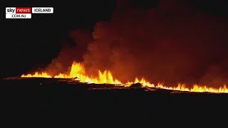 Iceland volcano erupts near famous Blue Lagoon [upl. by Inaniel]