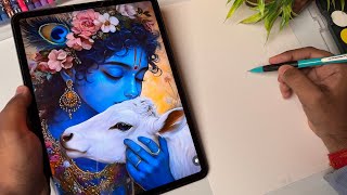 Draw With Me  Krishna Drawing Outine Tutorial Step By Step 😍 [upl. by Arytal453]