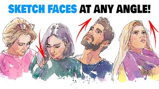 How to Sketch a Face at ANY Angle in 7 STEPS [upl. by Thomasine]