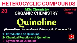 Quinoline  SYNTHESIS AND REACTION mscchemistrynotes heterocyclic notes itschemistrytime [upl. by Carolin]