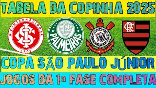 TABELA DA COPINHA 2025  COPA SÃO PAULO JUNIOR  JOGOS DA 1ª FASE COMPLETA [upl. by Saidnac]