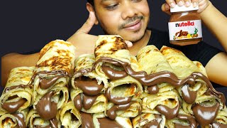 ASMR Nutella Chocolate Crepe Rolls Eating  Nutella Crepe Rolls Mukbang [upl. by Nylirehs]