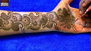 Learn Easiest Henna Mehndi Design  Step by Step Mehendi Designs for Hand  MehndiArtistica 2020 [upl. by Aneehsyt]