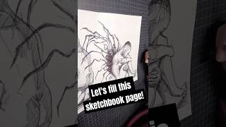 Lets fill the next sketchbook page together Dark Ballpen Figure Drawing of Angel Figure [upl. by Ailecara434]