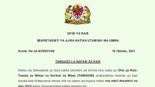 TANGAZO LA NAFASI ZA KAZI 233 TAMISEMItamisemi Ajira 2021Ajira Mpya tamisemi leo [upl. by Ahsilif]