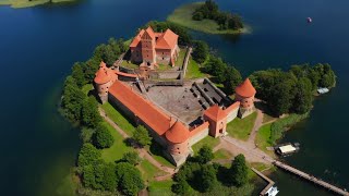 Aerial Views of Trakai Castle [upl. by Ainitsirk]