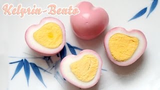 How to make heart shaped pink hard boiled eggs for your bento   Perfect for easter too stfr [upl. by Ykcul]