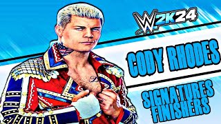 WWE 2K24  Cody Rhodes Signatures and Finishers [upl. by Anavlis760]