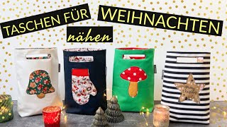 Nähanleitung Tasche für Weihnachten 🎄 nähen 4 süße Motive [upl. by Willett]