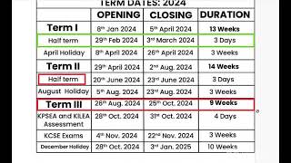 2024 OFFICIAL SCHOOL CALENDAR2024 term one to Three [upl. by Aymahs294]