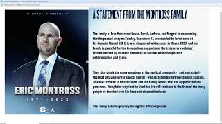 Tar Heel legend Eric Montross dies of cancer at 52 [upl. by Debi]