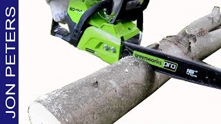 Electric Chainsaw Testing GreenWorks 60V Battery Cordless Chainsaw [upl. by Devehcoy]