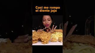 Por morder el hueso casi se me rompe el diente jajajaja asmr shorts kfc [upl. by Sigismond394]