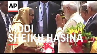 Modi welcomes Bangladesh Prime Minister Sheikh Hasina [upl. by Ianaj]