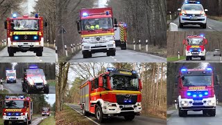 Großbrand in Munitionsversuchtem Gebiet Einsatzfahrten der Feuerwehren zu großer Waldbrandübung [upl. by Eseuqram]