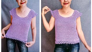 BlusaTop a crochet para mujer ¡Paso a paso y súper fácil [upl. by Behah]