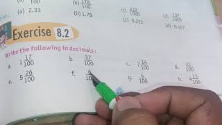 WRITE THE FOLLOWING IN DECIMALS  1¹⁷100  37100  exercise 82 class 4th [upl. by Ayotas]