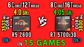 Ryzen 5 2600 vs Ryzen 7 5700x3D Test in 15 Games or R7 5700x3D vs R5 2600x OC [upl. by Enneirda687]