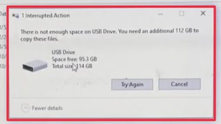 Pc Fix Interrupted Action amp There is not enough space on Drive You need any additional to copy these [upl. by Munson78]