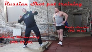 Russian Shot put training Denis Ananiev with Andrej Michnevitsj PB 2210 [upl. by Romona]