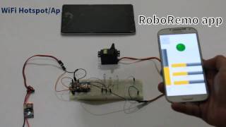 Control ServomotorLeds from WiFiInternet Esp8266RoboRemo [upl. by Halona60]