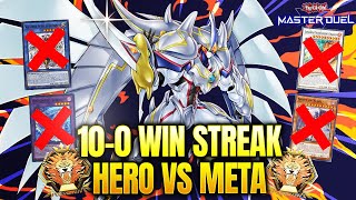 100 WINSTREAK HEROES VS META IN MASTER RANK YuGiOh Master Duel [upl. by Ancilin]