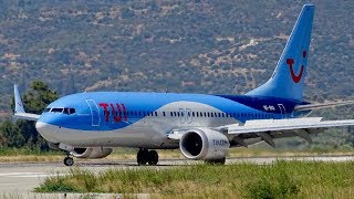 TUI TRAFFIC at Samos Airport  TUIfly Boeing 737 MAX 8  737800 crosswind approaches [upl. by Itsirk]