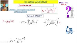 SERIE NUMERIQUE exercice corrigé 4 critère de convergence Dalembert de Cauchy [upl. by Tut]