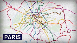 Evolution of the Paris Metro amp RER 19002035 geographic map [upl. by Lewls347]