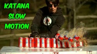 Katana Cut 10 Soda Cans in Half  Slow Motion [upl. by Had]