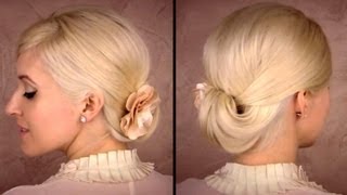 Elegant updo for medium long hair tutorial for work office Shoulder length bridesmaid hairstyle [upl. by Dorion243]