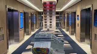 2019 Kone Marine elevators on the Norwegian Encore Cruise Ship SQUARE BUTTONS [upl. by Piers]