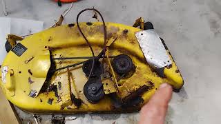 John Deere STX38 yellow deck transmission removal part 4 [upl. by Lauter987]