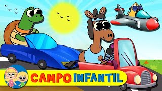 Las ruedas del autobús con muchos vehículos  Canciones infantiles  Campo Infantil [upl. by Garth133]