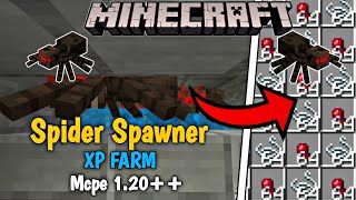 SPIDER SPAWNER XP Farm MCPE 120 BedRockMcpe [upl. by Salisbarry]