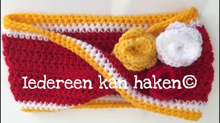 ♥️ ❤ iedereenkanhaken Twisted haarband voor carnaval crochet beginners diy tutorial [upl. by Laurianne]