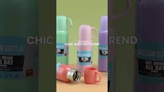 Vacuum Flask Sets Stainless Steel Thermos Cup Creative Gift Set With Cover [upl. by Aihsekan]