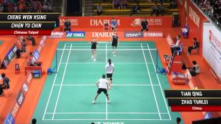 Tian QingZhao Yunlei CHN VS Cheng Wen HsingChien Yu Chin TAP Djarum Indonesia Open 2012 [upl. by Harbard]