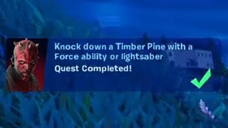 Knock Down a Timber Pine With a Force Ability or Lightsaber Location  Fortnite [upl. by Ahsiuqet]