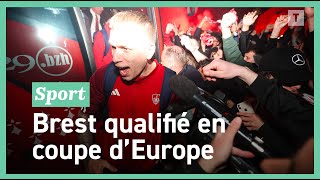 Qualifiés en coupe dEurope les joueurs du Stade Brestois accueillis en héros à FrancisLe Blé [upl. by Akimik]