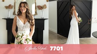 Lace Simple Sheath Wedding Dress  Stella York Style 7701 [upl. by Heyman]