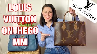 LOUIS VUITTON On The Go MM Tote Bag Review and Mod Shots [upl. by Sacksen937]