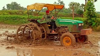 John deere 5310  puddling with double cage wheel  5310 [upl. by Revkah939]