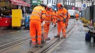 Croydon Tramlink  February 2024 Embedded track renewals [upl. by Herbert]