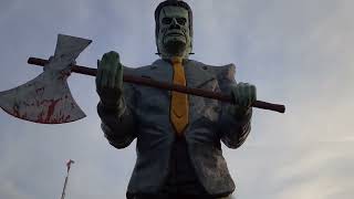 Frankenmufflerman Burbank IL  Muffler Man Turned Frankenstein Outside of Chicago alongtheway [upl. by Kinnard]