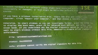 Windows cannot verify the digital signature for this file fix status 0xc0000428 Start Windows 10 [upl. by Nylyrehc]